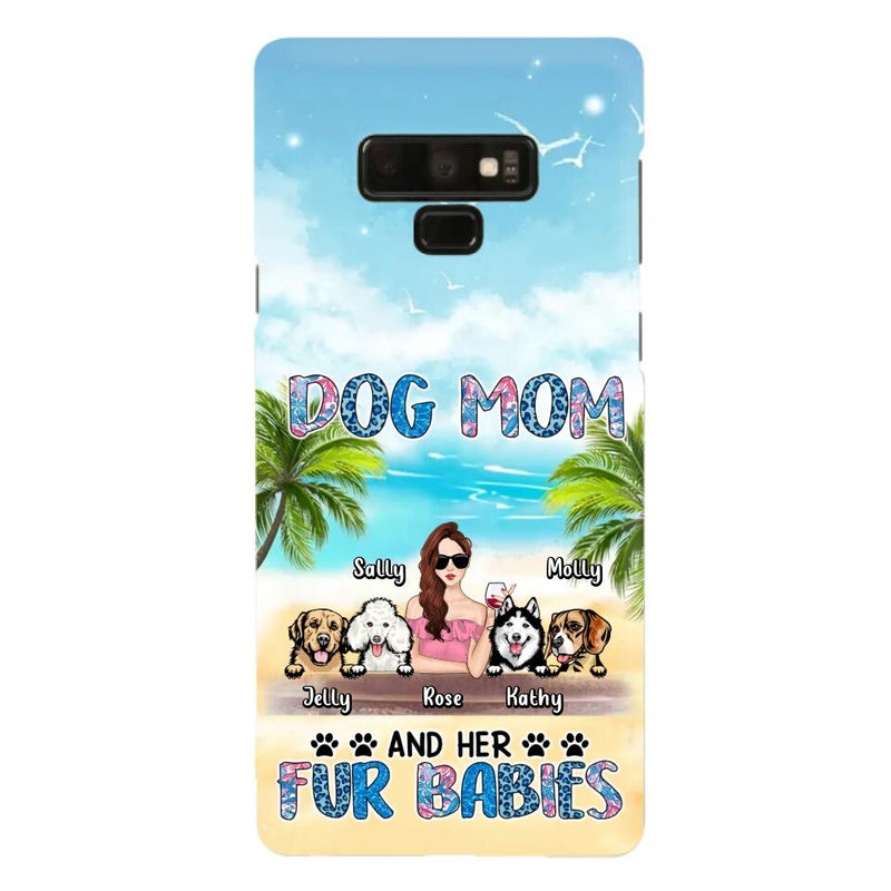 Custom Personalized Dog Mom Summer Patterned Phone Case - Upto 4 Dogs - Gift Idea For Dog Mom/Dog Lovers - Dog Mom And Her Fur Babies - Cases For iPhone/Samsung