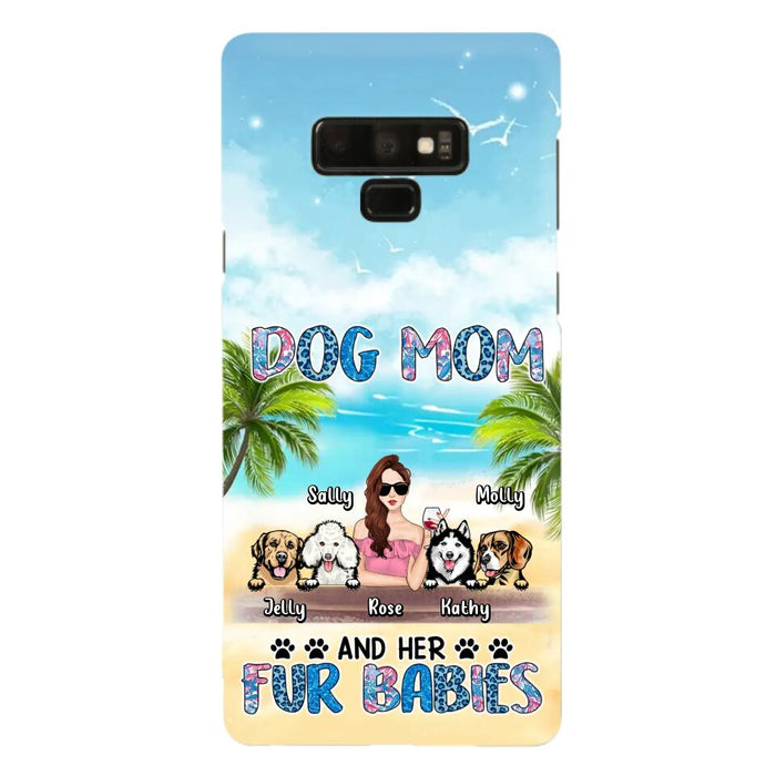 Custom Personalized Dog Mom Summer Patterned Phone Case - Upto 4 Dogs - Gift Idea For Dog Mom/Dog Lovers - Dog Mom And Her Fur Babies - Cases For iPhone/Samsung