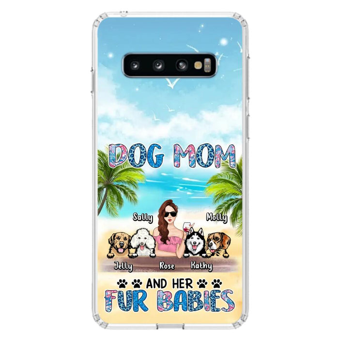 Custom Personalized Dog Mom Summer Patterned Phone Case - Upto 4 Dogs - Gift Idea For Dog Mom/Dog Lovers - Dog Mom And Her Fur Babies - Cases For iPhone/Samsung