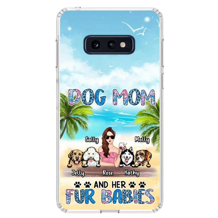 Custom Personalized Dog Mom Summer Patterned Phone Case - Upto 4 Dogs - Gift Idea For Dog Mom/Dog Lovers - Dog Mom And Her Fur Babies - Cases For iPhone/Samsung