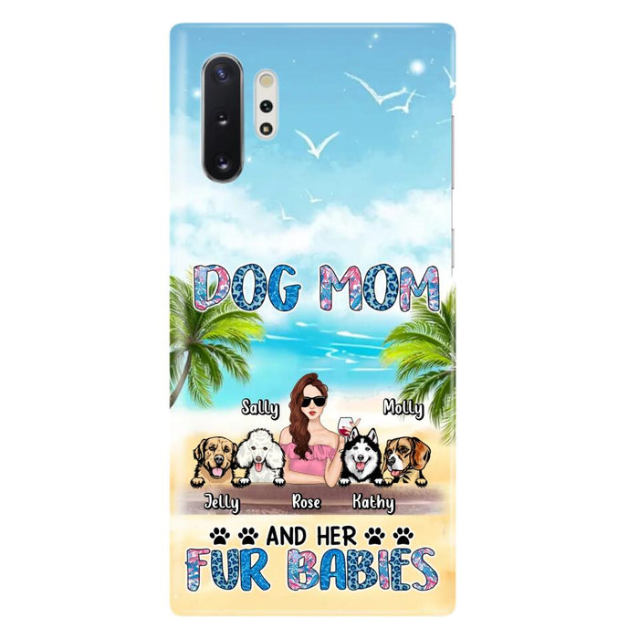 Custom Personalized Dog Mom Summer Patterned Phone Case - Upto 4 Dogs - Gift Idea For Dog Mom/Dog Lovers - Dog Mom And Her Fur Babies - Cases For iPhone/Samsung