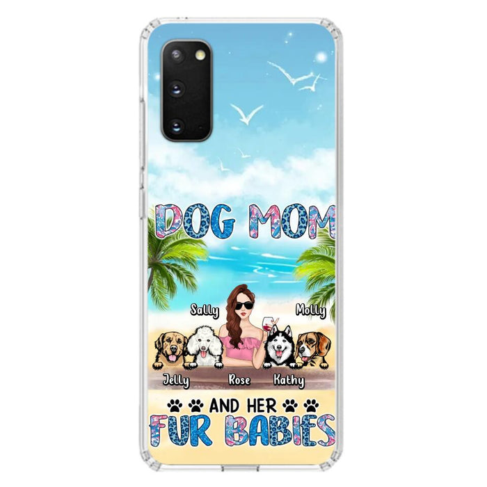 Custom Personalized Dog Mom Summer Patterned Phone Case - Upto 4 Dogs - Gift Idea For Dog Mom/Dog Lovers - Dog Mom And Her Fur Babies - Cases For iPhone/Samsung