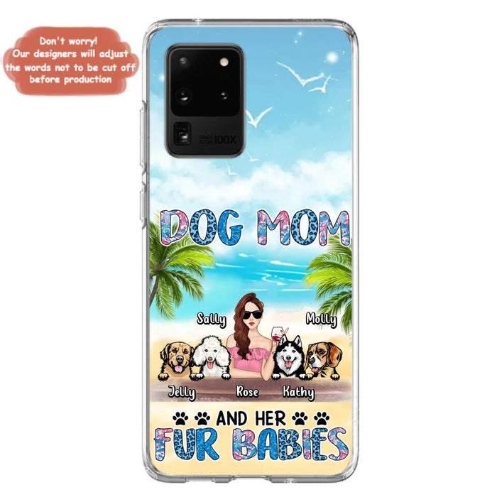 Custom Personalized Dog Mom Summer Patterned Phone Case - Upto 4 Dogs - Gift Idea For Dog Mom/Dog Lovers - Dog Mom And Her Fur Babies - Cases For iPhone/Samsung