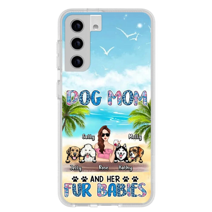 Custom Personalized Dog Mom Summer Patterned Phone Case - Upto 4 Dogs - Gift Idea For Dog Mom/Dog Lovers - Dog Mom And Her Fur Babies - Cases For iPhone/Samsung