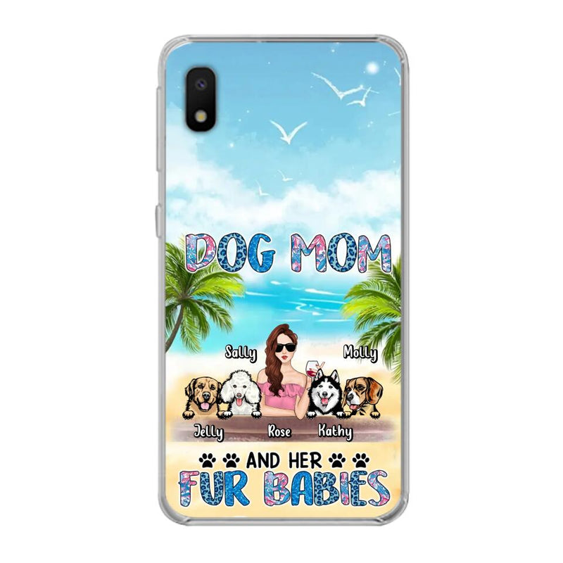 Custom Personalized Dog Mom Summer Patterned Phone Case - Upto 4 Dogs - Gift Idea For Dog Mom/Dog Lovers - Dog Mom And Her Fur Babies - Cases For iPhone/Samsung