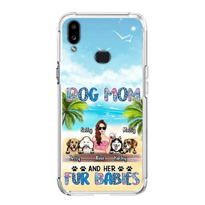 Custom Personalized Dog Mom Summer Patterned Phone Case - Upto 4 Dogs - Gift Idea For Dog Mom/Dog Lovers - Dog Mom And Her Fur Babies - Cases For iPhone/Samsung