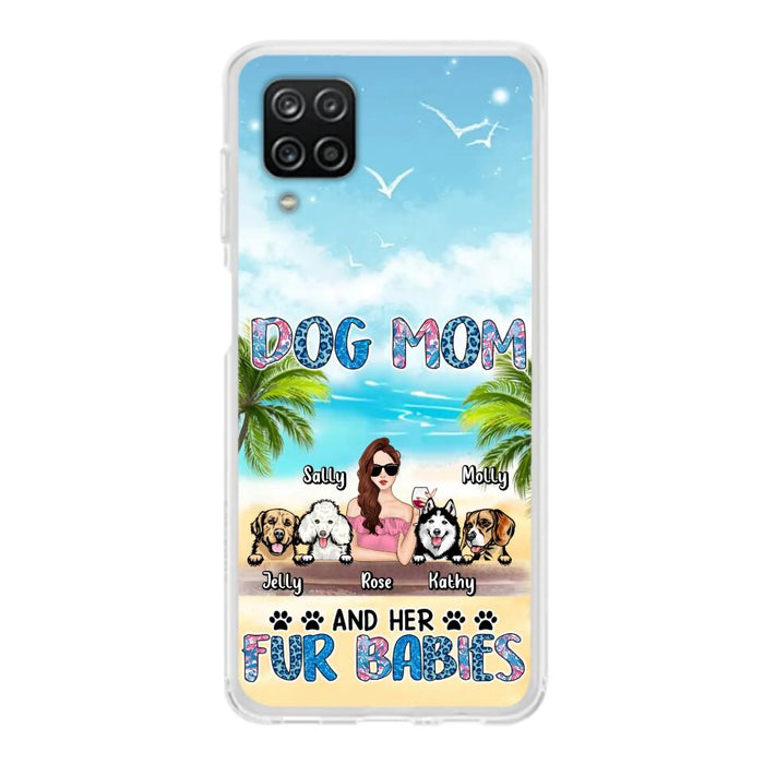 Custom Personalized Dog Mom Summer Patterned Phone Case - Upto 4 Dogs - Gift Idea For Dog Mom/Dog Lovers - Dog Mom And Her Fur Babies - Cases For iPhone/Samsung