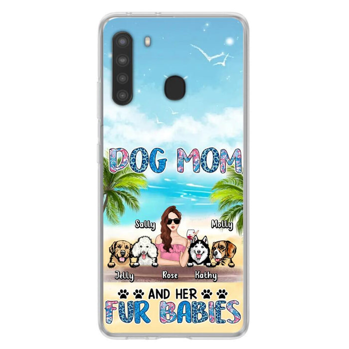 Custom Personalized Dog Mom Summer Patterned Phone Case - Upto 4 Dogs - Gift Idea For Dog Mom/Dog Lovers - Dog Mom And Her Fur Babies - Cases For iPhone/Samsung