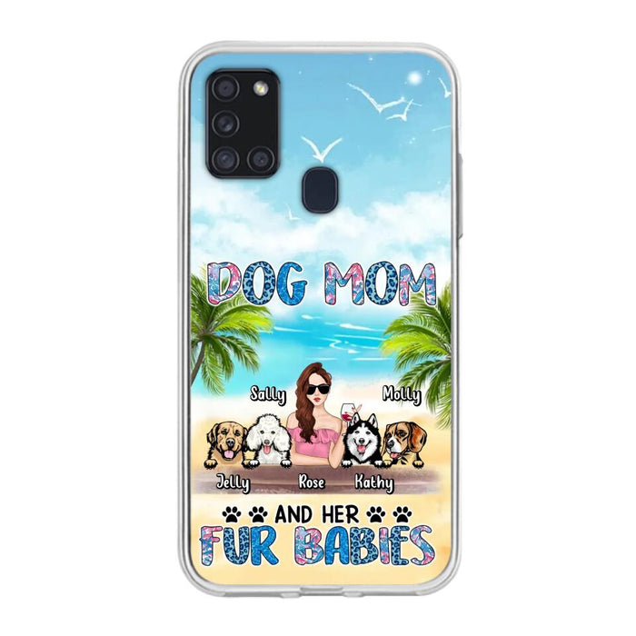 Custom Personalized Dog Mom Summer Patterned Phone Case - Upto 4 Dogs - Gift Idea For Dog Mom/Dog Lovers - Dog Mom And Her Fur Babies - Cases For iPhone/Samsung