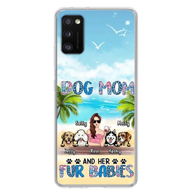Custom Personalized Dog Mom Summer Patterned Phone Case - Upto 4 Dogs - Gift Idea For Dog Mom/Dog Lovers - Dog Mom And Her Fur Babies - Cases For iPhone/Samsung