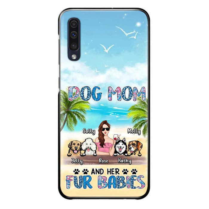 Custom Personalized Dog Mom Summer Patterned Phone Case - Upto 4 Dogs - Gift Idea For Dog Mom/Dog Lovers - Dog Mom And Her Fur Babies - Cases For iPhone/Samsung