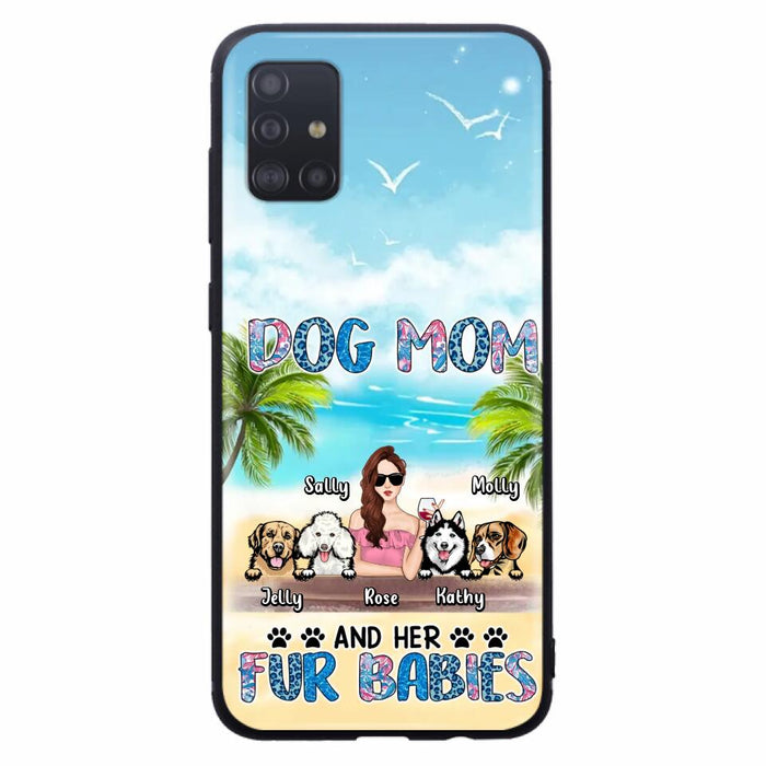 Custom Personalized Dog Mom Summer Patterned Phone Case - Upto 4 Dogs - Gift Idea For Dog Mom/Dog Lovers - Dog Mom And Her Fur Babies - Cases For iPhone/Samsung