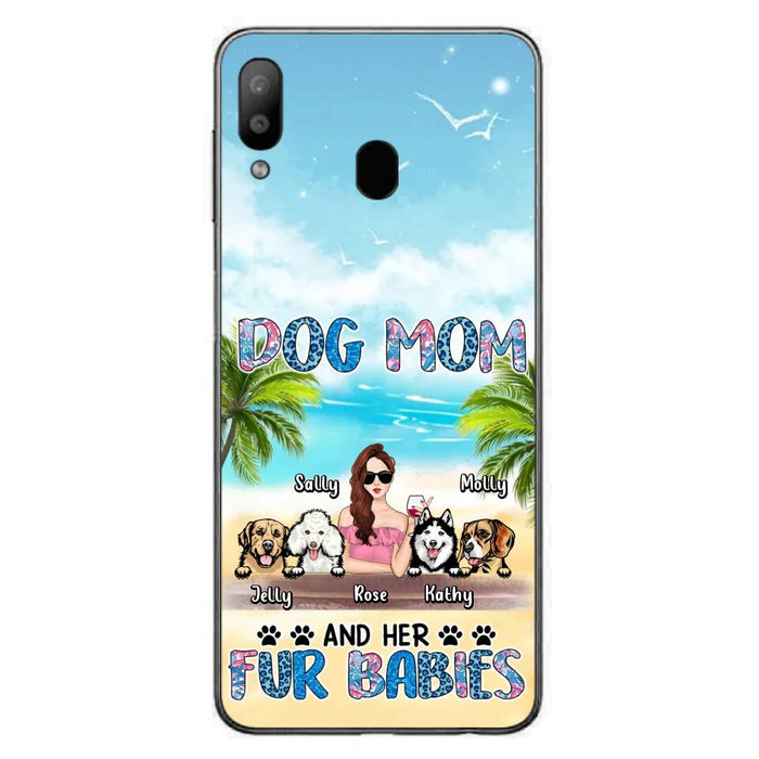 Custom Personalized Dog Mom Summer Patterned Phone Case - Upto 4 Dogs - Gift Idea For Dog Mom/Dog Lovers - Dog Mom And Her Fur Babies - Cases For iPhone/Samsung