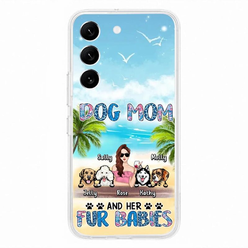 Custom Personalized Dog Mom Summer Patterned Phone Case - Upto 4 Dogs - Gift Idea For Dog Mom/Dog Lovers - Dog Mom And Her Fur Babies - Cases For iPhone/Samsung