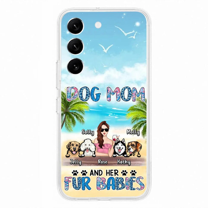 Custom Personalized Dog Mom Summer Patterned Phone Case - Upto 4 Dogs - Gift Idea For Dog Mom/Dog Lovers - Dog Mom And Her Fur Babies - Cases For iPhone/Samsung