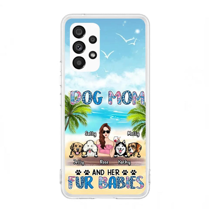 Custom Personalized Dog Mom Summer Patterned Phone Case - Upto 4 Dogs - Gift Idea For Dog Mom/Dog Lovers - Dog Mom And Her Fur Babies - Cases For iPhone/Samsung