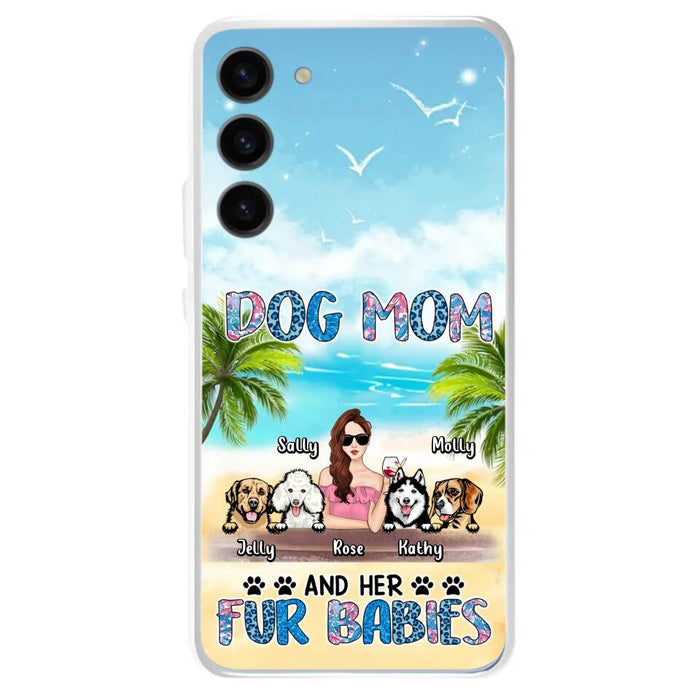 Custom Personalized Dog Mom Summer Patterned Phone Case - Upto 4 Dogs - Gift Idea For Dog Mom/Dog Lovers - Dog Mom And Her Fur Babies - Cases For iPhone/Samsung