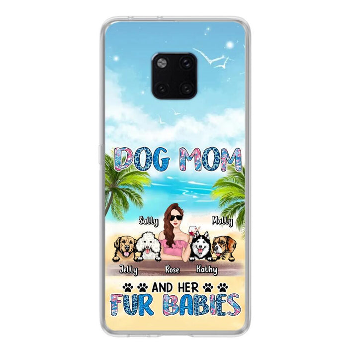 Custom Personalized Dog Mom Summer Patterned Phone Case - Upto 4 Dogs - Gift Idea For Dog Mom/Dog Lovers - Dog Mom And Her Fur Babies - Cases For Oppo/Xiaomi/Huawei