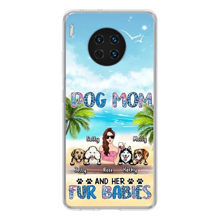 Custom Personalized Dog Mom Summer Patterned Phone Case - Upto 4 Dogs - Gift Idea For Dog Mom/Dog Lovers - Dog Mom And Her Fur Babies - Cases For Oppo/Xiaomi/Huawei