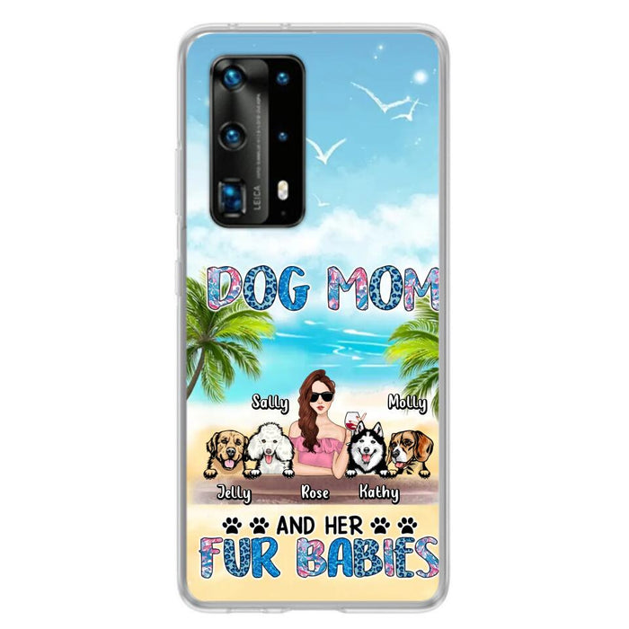 Custom Personalized Dog Mom Summer Patterned Phone Case - Upto 4 Dogs - Gift Idea For Dog Mom/Dog Lovers - Dog Mom And Her Fur Babies - Cases For Oppo/Xiaomi/Huawei