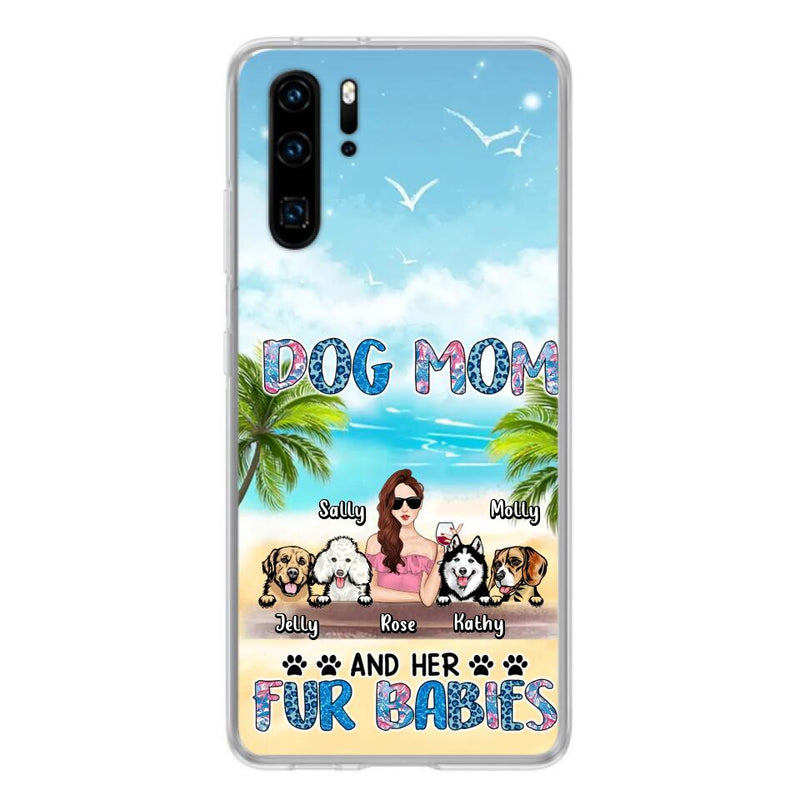 Personalized Dog Mom Summer Patterned Phone Case - Up to 4 Dogs - Gift Idea For Dog Mom/Dog Lovers - Dog Mom And Her Fur Babies - Cases For Oppo/Xiaomi/Huawei