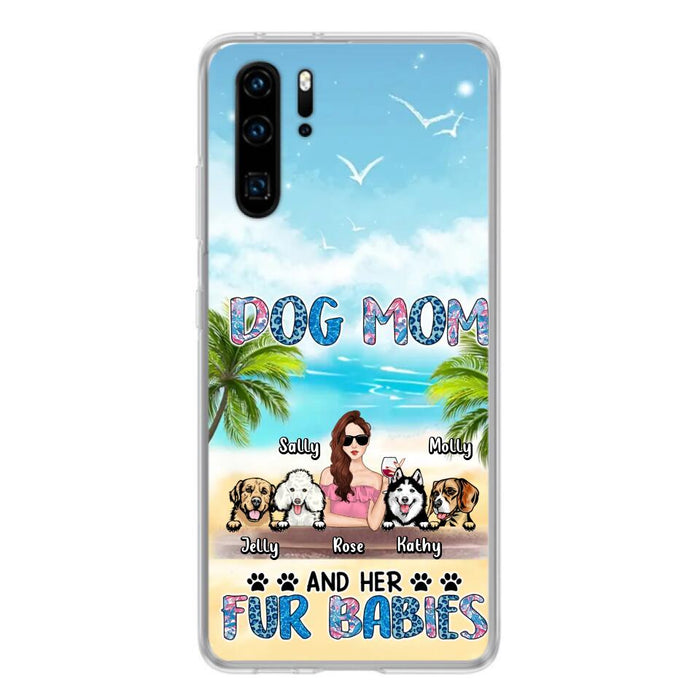 Custom Personalized Dog Mom Summer Patterned Phone Case - Upto 4 Dogs - Gift Idea For Dog Mom/Dog Lovers - Dog Mom And Her Fur Babies - Cases For Oppo/Xiaomi/Huawei