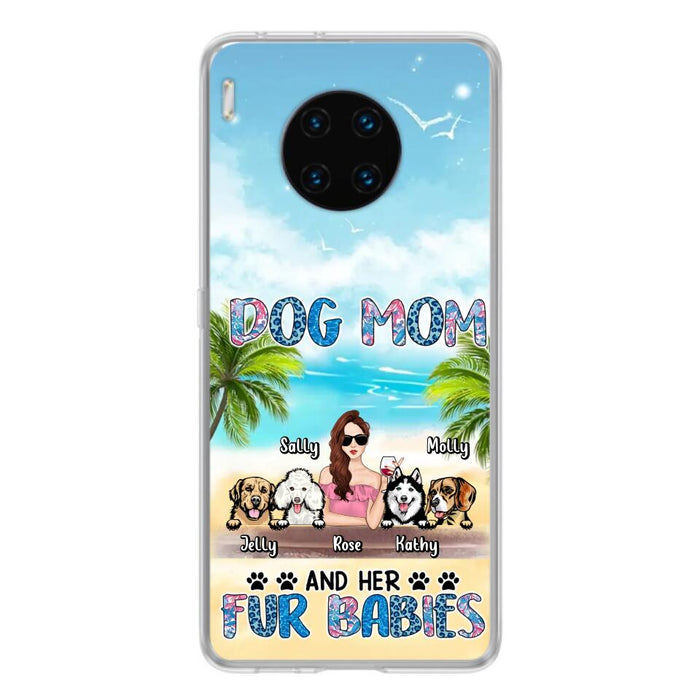 Custom Personalized Dog Mom Summer Patterned Phone Case - Upto 4 Dogs - Gift Idea For Dog Mom/Dog Lovers - Dog Mom And Her Fur Babies - Cases For Oppo/Xiaomi/Huawei