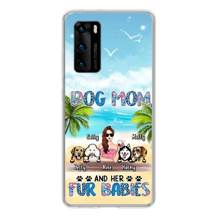 Custom Personalized Dog Mom Summer Patterned Phone Case - Upto 4 Dogs - Gift Idea For Dog Mom/Dog Lovers - Dog Mom And Her Fur Babies - Cases For Oppo/Xiaomi/Huawei