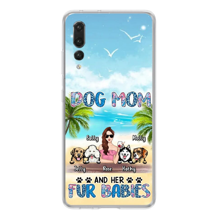 Custom Personalized Dog Mom Summer Patterned Phone Case - Upto 4 Dogs - Gift Idea For Dog Mom/Dog Lovers - Dog Mom And Her Fur Babies - Cases For Oppo/Xiaomi/Huawei