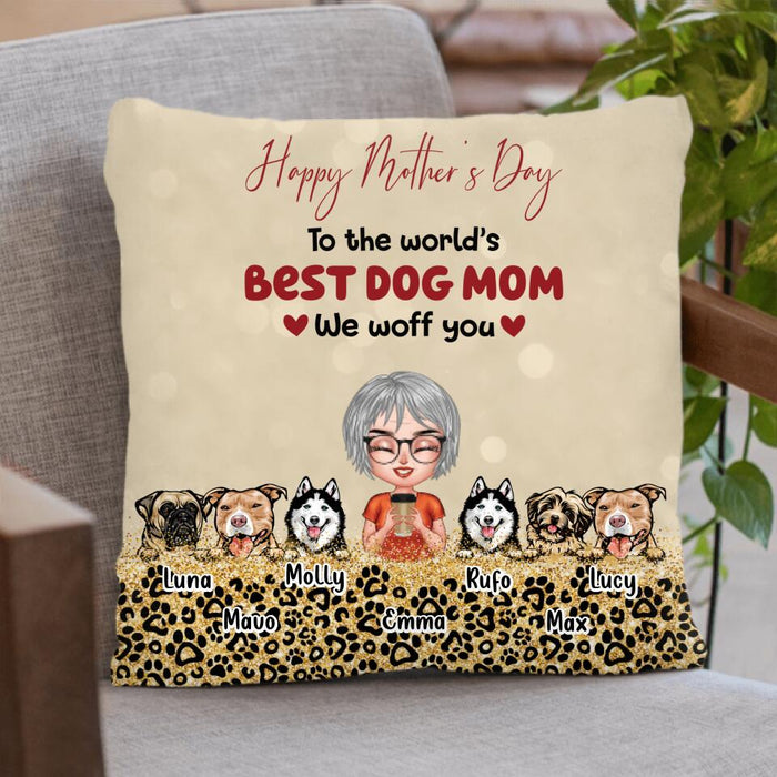 Custom Personalized Dog Mom/ Dog Dad Pillow Cover & Fleece/ Quilt Blanket - Man/ Woman With Upto 6 Dogs - Mother's Day/ Father's Day Gift Idea For Dog/ Cat Lover