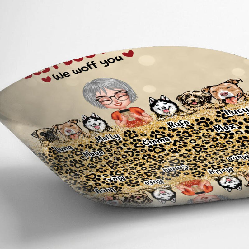 Personalized Dog Mom/Dog Dad Pillow Cover/Fleece Throw Blanket/Quilt - Man/Woman With Up to 6 Dogs - Mother's Day/Father's Day Gift Idea For Dog/Cat Lover