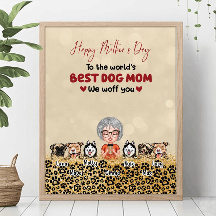 Custom Personalized Dog Mom/ Dog Dad Poster - Man/ Woman With Upto 6 Dogs - Mother's Day/ Father's Day Gift Idea For Dog Lover