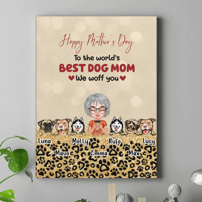 Custom Personalized Dog Mom/ Dog Dad Canvas - Man/ Woman With Upto 6 Dogs - Mother's Day/ Father's Day Gift Idea For Dog Lover