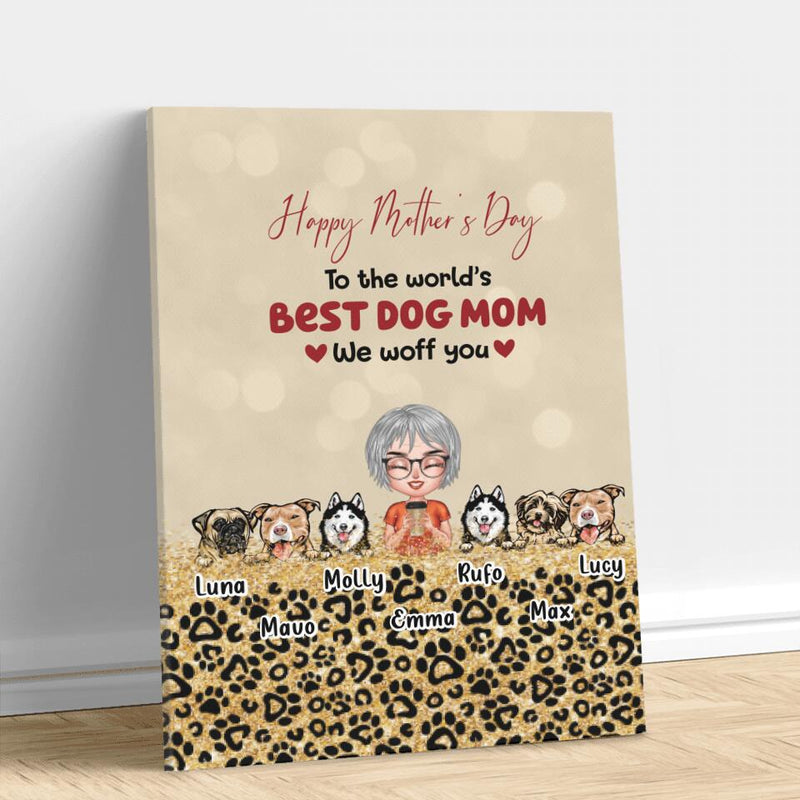 Personalized Dog Mom/Dog Dad Canvas - Man/Woman With Up to 6 Dogs - Mother's Day/Father's Day Gift Idea For Dog Lover