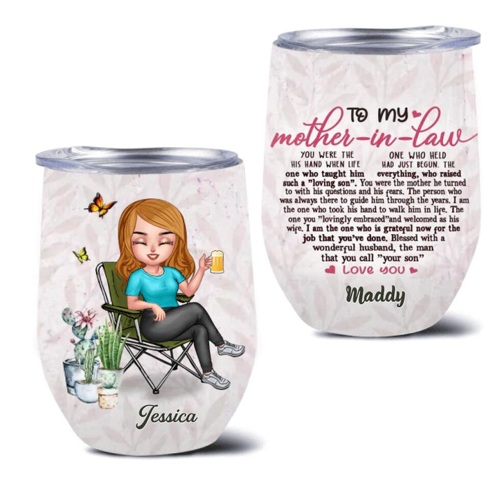 Custom Personalized Mother-In-Law Wine Tumbler - Best Gift Idea For Mother's Day - To My Mother-In-Law