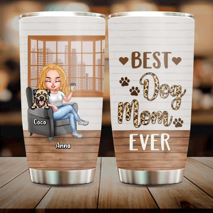 Custom Personalized Dog Mom Tumbler - Gift Idea For Dog Lovers/Mother's Day - Upto 4 Dogs - Best Dog Mom Ever