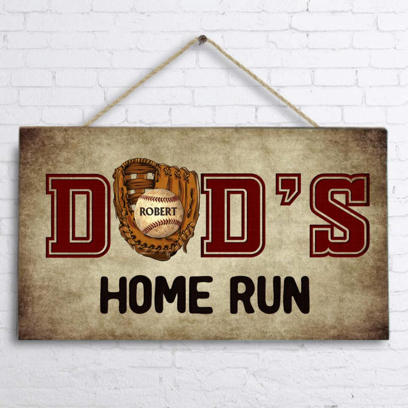 Personalized Baseball Dad's Home Run Wooden Sign - Up to 7 Kids - Gift For Father/Baseball Lover - Family Gift Idea