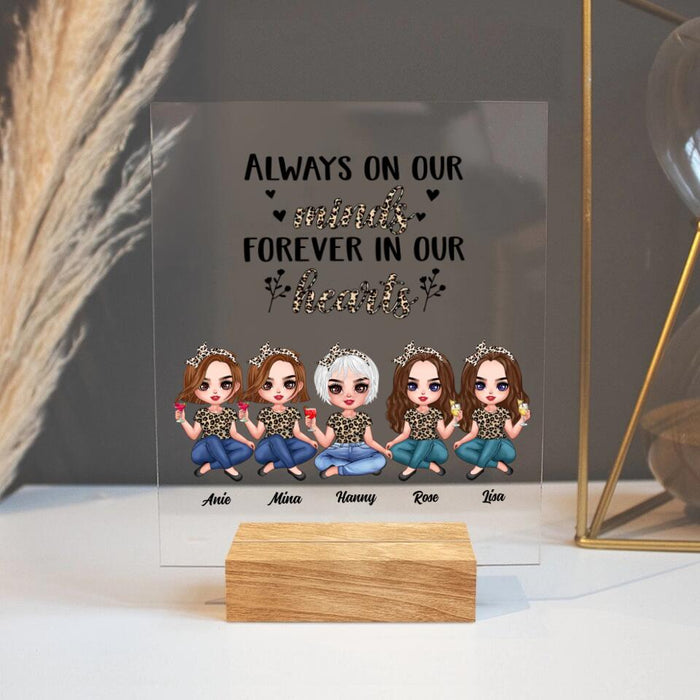 Custom Personalized Leopard Mother Acrylic Plaque - Upto 4 Daughters - Gift Idea For Mother's Day - Always On Our Minds Forever In Our Hearts