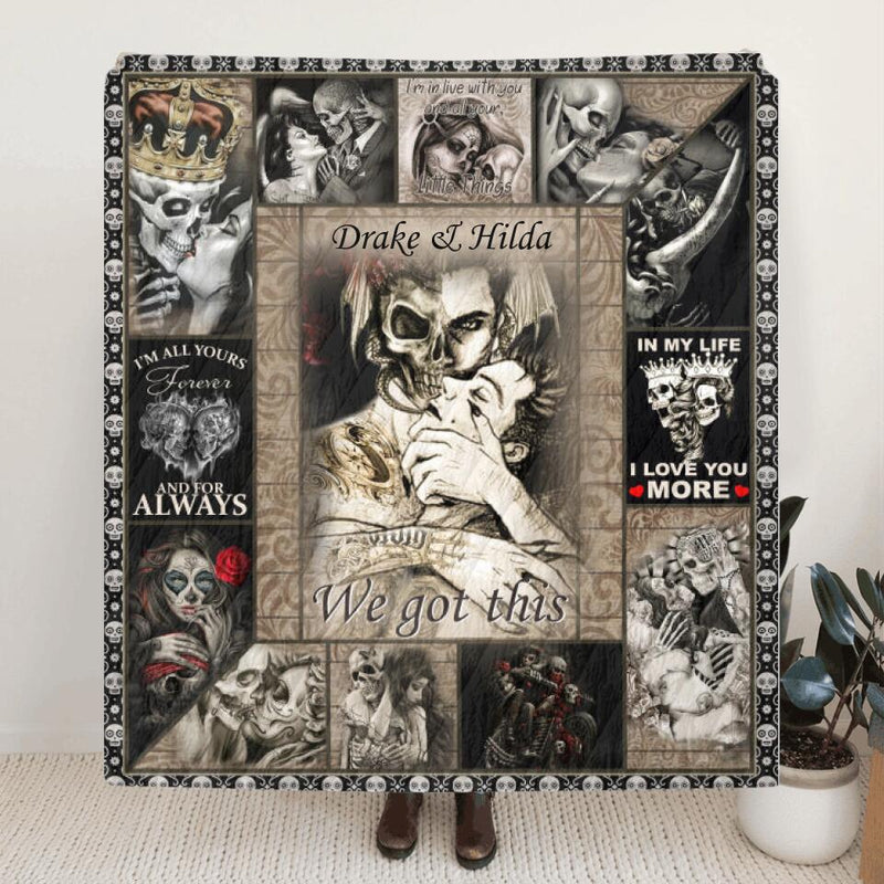 Custom Skull Quilt/Fleece Blanket - Best Gift Idea For Couple - I'm All Your Forever And For Always