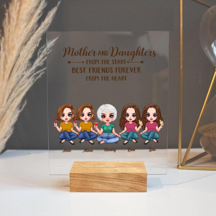 Custom Personalized Mother Acrylic Plaque - Upto 4 Daughters - Gift Idea For Mother's Day - Mother And Daughters From The Start Best Friends Forever From The Heart