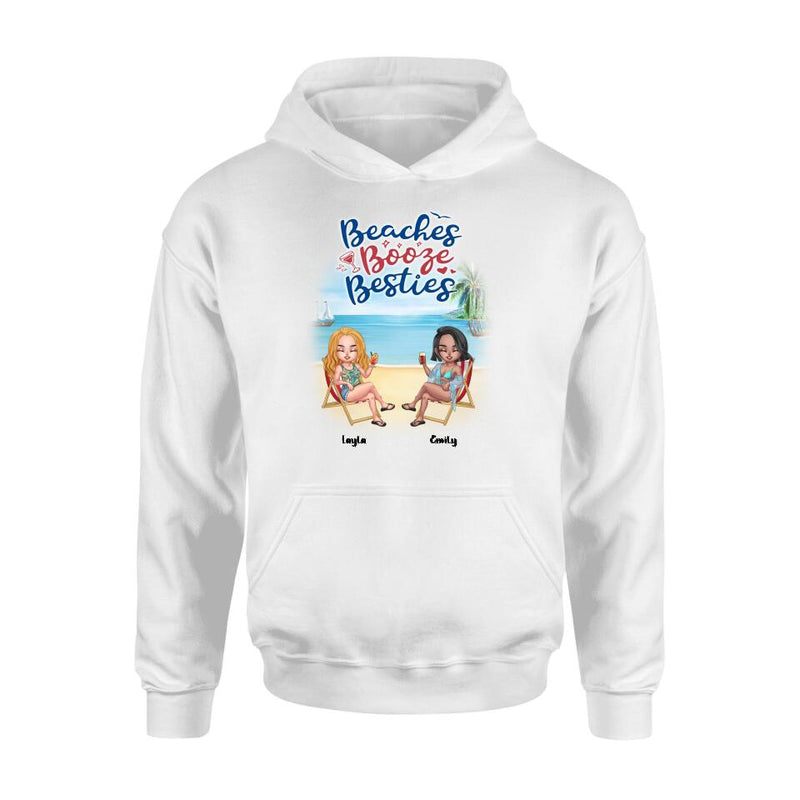 Personalized Besties Shirt - Up to 4 People - Gift Idea For Besties/Friends - Beaches Booze Besties