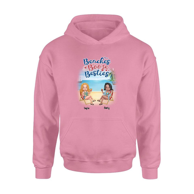 Personalized Besties Shirt - Up to 4 People - Gift Idea For Besties/Friends - Beaches Booze Besties