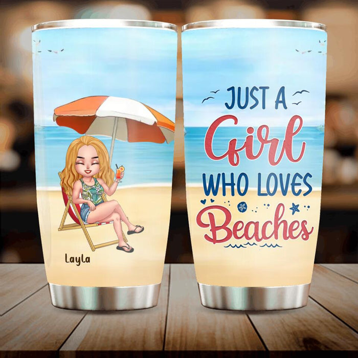 Custom Personalized Besties Tumbler - Upto 4 People - Gift Idea For Besties/Friends - Just A Girl Who Loves Beaches