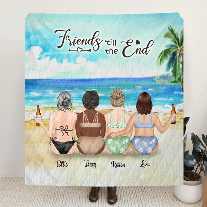 Personalized Curvy Girls Bikini Quilt Blanket / Fleece Blanket - Gift For Best Friends - Friends 'Till The End - AQ5WVZ