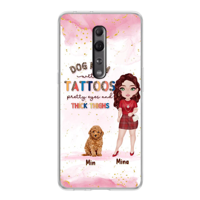 Custom Personalized Dog Mom Phone Case - Up to 5 Dogs - Best Gift Idea For Dog Lovers/Mother's Day - Dog Mom With Tattoos Pretty Eyes And Thick Thighs - Cases For Oppo, Xiaomi And Huawei