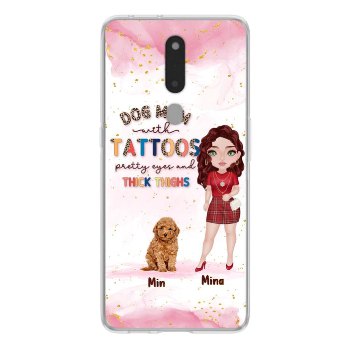 Custom Personalized Dog Mom Phone Case - Up to 5 Dogs - Best Gift Idea For Dog Lovers/Mother's Day - Dog Mom With Tattoos Pretty Eyes And Thick Thighs - Cases For Oppo, Xiaomi And Huawei