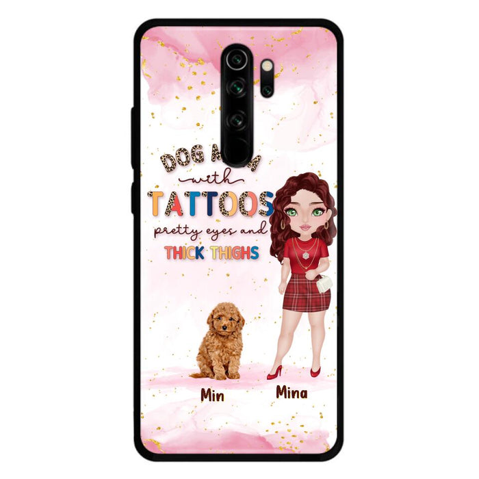 Custom Personalized Dog Mom Phone Case - Up to 5 Dogs - Best Gift Idea For Dog Lovers/Mother's Day - Dog Mom With Tattoos Pretty Eyes And Thick Thighs - Cases For Oppo, Xiaomi And Huawei