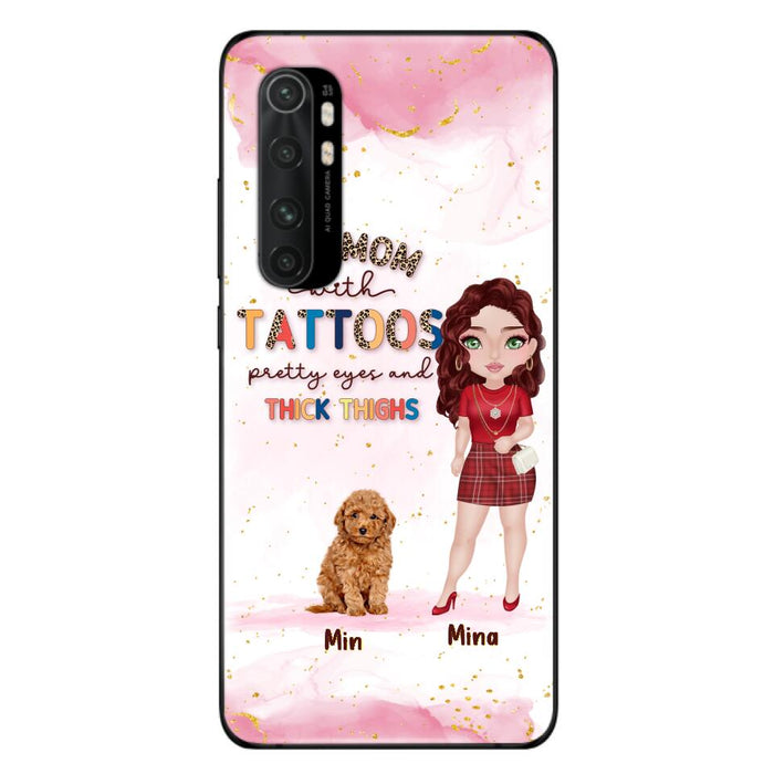 Custom Personalized Dog Mom Phone Case - Up to 5 Dogs - Best Gift Idea For Dog Lovers/Mother's Day - Dog Mom With Tattoos Pretty Eyes And Thick Thighs - Cases For Oppo, Xiaomi And Huawei