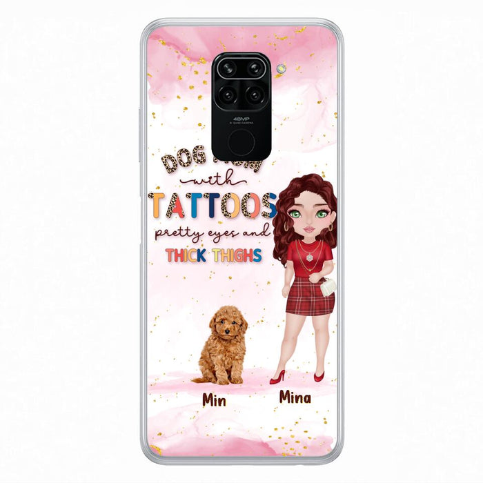 Custom Personalized Dog Mom Phone Case - Up to 5 Dogs - Best Gift Idea For Dog Lovers/Mother's Day - Dog Mom With Tattoos Pretty Eyes And Thick Thighs - Cases For Oppo, Xiaomi And Huawei