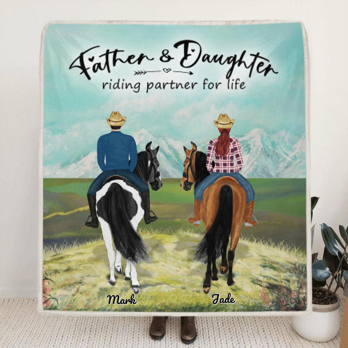 Custom Personalized Riding Horse Fleece Blanket - Best Gift For Father's Day From Daughter and Son